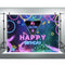 Let's Glow – arrière-plan de photographie de joyeux anniversaire, décorations de fête Laser néon, arrière-plan de bannière
