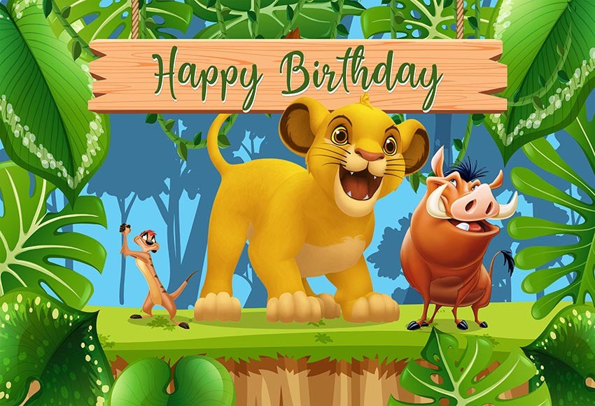 Fondos personalizados de fotos de El Rey León Telón de fondo de cumpleaños Pancarta