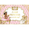 Little Ethnic Princess Baby Shower Backdrop Pink and Gold Tufted Newborn Baby Party Background Crown Cute Toy Bear Photography