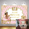 Little Ethnic Princess Baby Shower Backdrop Pink and Gold Tufted Newborn Baby Party Background Crown Cute Toy Bear Photography