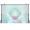 Little Mermaid Backdrop for Photographic Shoot Birthday Party Photo Background Poster for Girls Underwater World Shell