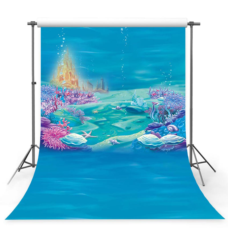 Ocean Photography Backdrop Baby Shower Under the Sea Ariel Princess Little Mermaid Rocks Corals Photo Studio Backdrop Background