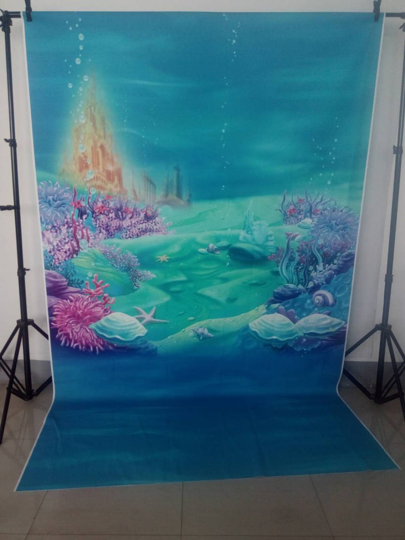 Ocean Photography Backdrop Baby Shower Under the Sea Ariel Princess Little Mermaid Rocks Corals Photo Studio Backdrop Background