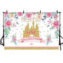 Little Princess 1st Birthday Photography Background Birthday Party Pink Flowers Castle Decor Photocall Backdrop Photo Studio