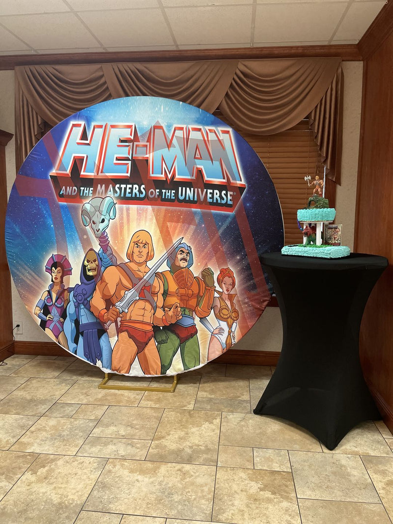 He Man Round Backdrops Kids Birthday Party He-Man Circle Background Birthday Covers