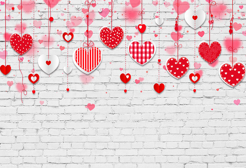 Background photography lovely couple pink love heart backdrop brick wall studio photo booth valentines day celebration