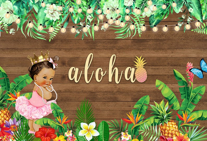 Birthday Newborn Backdrop Aloha Baby Shower Backdrop Hawaiian Luau Princess Party Photography Background Photo Booth