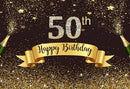 Women Gold Glitter Black Photography Backdrops 50th Happy Birthday Party Mens Backdrop Photo Studio