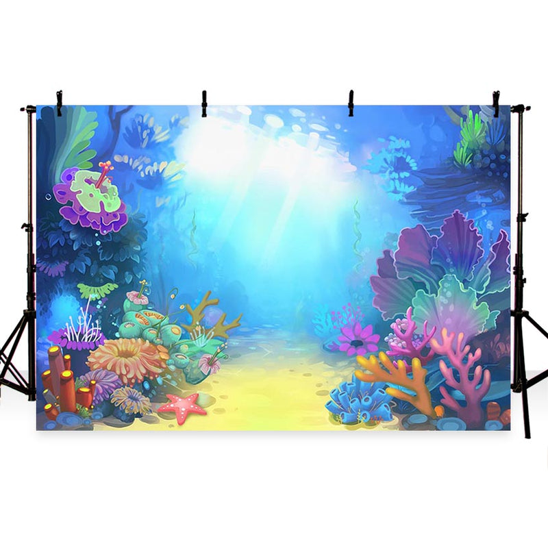 Little Mermaid Under Sea Bed Castle Corals Ariel Princess Photography Backdrop Baby Party Birthday photo background