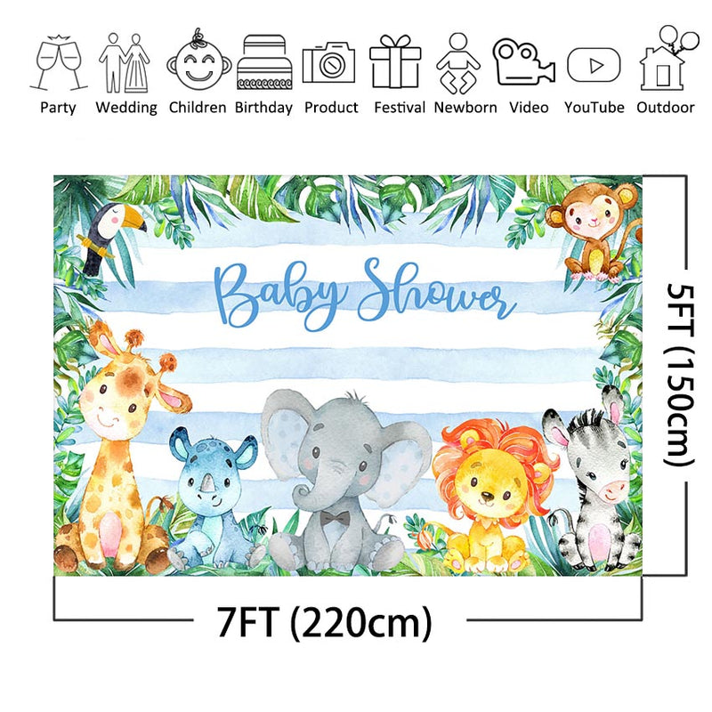 Safari Animals Baby Shower Backdrop Jungle Safari Party Photography Background Safari Baby Shower Party Backdrops