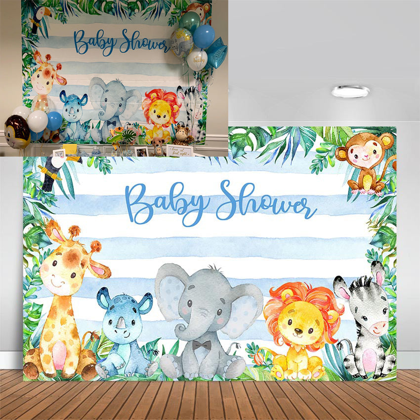 Safari Animals Baby Shower Backdrop Jungle Safari Party Photography Background Safari Baby Shower Party Backdrops