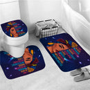 Black Women Afro Girls Print Shower Curtain Set Polyester Bathroom Curtain Hooks Modern Bath Mat Toilet Lid Cover WC Accessories 4 Piece Set