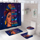 Black Women Afro Girls Print Shower Curtain Set Polyester Bathroom Curtain Hooks Modern Bath Mat Toilet Lid Cover WC Accessories 4 Piece Set