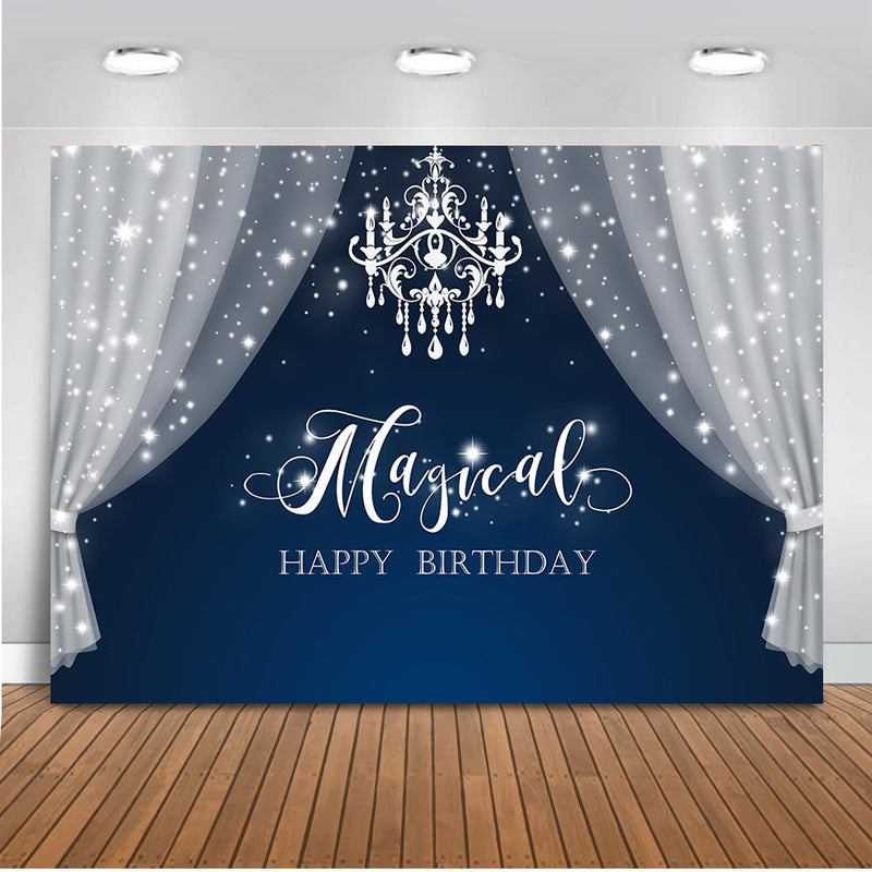Magical Happy Birthday Backdrop for Photography Glitter Curtain Background for Photo Studio Newborn Baby Shower Cake Table Favor