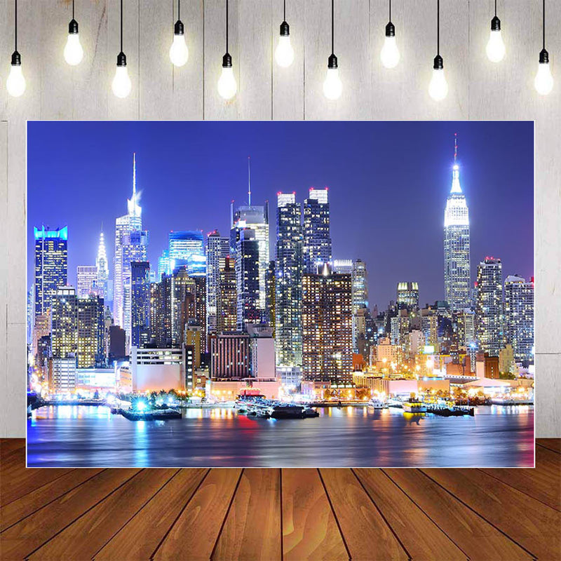City Buildings Photography Background Night Scenic Newborn Backdrop Photophone Photocall Studio