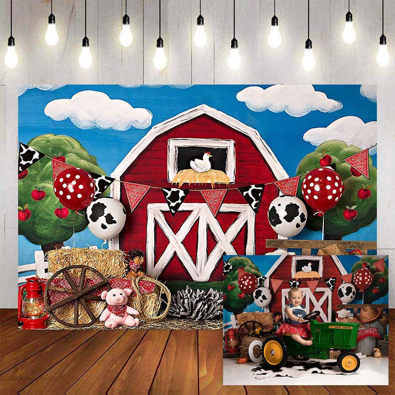 Farm-Theme-Photography-Background-Red-Barn-Barnyard-Animals-Backdrops-Birthday-Party-Photocall-Photo-Studio