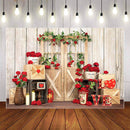 Photography Background Valentine's Red Rose Love Heart Light Wooden Door Child Portrait Birthday Backdrop Photo Studio