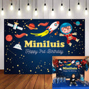 Custom Name Space Photography Background Rocket Starry Planet Birthday Party Child Custom Backdrop Photophone Photo Studio Props