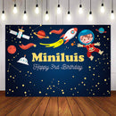 Custom Name Space Photography Background Rocket Starry Planet Birthday Party Child Custom Backdrop Photophone Photo Studio Props