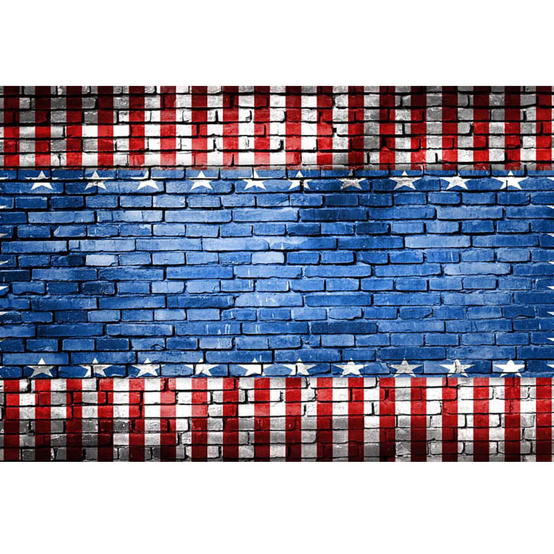 American Flag Brick Wall Background for Photography Independence Day Photo Backdrop for Picture Photo Background