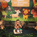 Background Photography Jungle Safari Party animals cartoon leaves forest photo backdrop Birthday Party photocall Studio