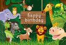 Background Photography Jungle Safari Party animals cartoon leaves forest photo backdrop Birthday Party photocall Studio