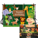 Background Photography Jungle Safari Party animals cartoon leaves forest photo backdrop Birthday Party photocall Studio