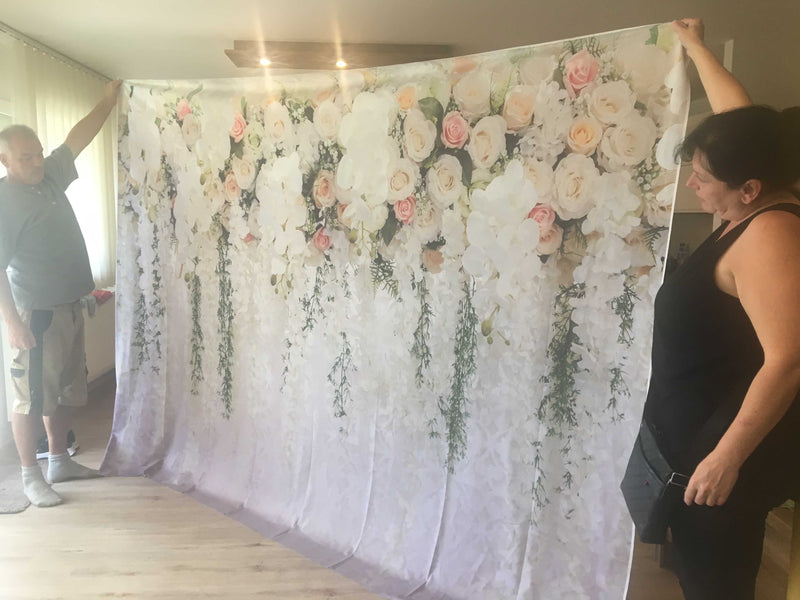 Bridal Shower backdrops Large Wedding Floral Wall Backdrop White and Green Flowers Photo Baby Shower Backdrop