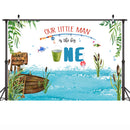Gone Fishing Birthday Backdrop for Photography The Big One Boy Fish 1st Birthday Background Sea Grass Fishing Party