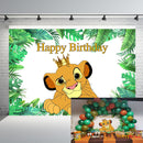 Green Leaves Cartoon Lion King Backdrop Boys Happy 1st Birthday Party Backgrounds for Photo Studio Customized