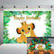 Green Leaves Cartoon Lion King Backdrop Boys Happy 1st Birthday Party Backgrounds for Photo Studio Customized