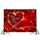 Fondo fotográfico feliz Día de San Valentín fondo Bokeh con brillo de corazón rojo para estudio fotográfico impreso