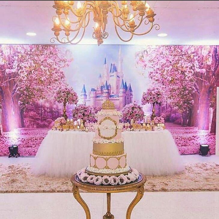 Photography Background Floral Pink Backdrop for Photo Studio Princess baby shower Fantasy Castle Rainbow photocall party