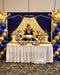 Fondo para fiesta de bienvenida de bebé del Príncipe Real, fondo de fotografía con corona dorada y niño negro, fondo azul real para eventos de fiesta