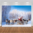 Fondos de fotografía de nieve de invierno fondo de Papá Noel de Navidad accesorios de paisaje de bosque nevado de alce telón de fondo de fotografía de vinilo para niños
