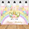 Unicorn Happy Birthday Backdrop Gold Glitter Rainbow Floral Background Cake Table Banner Photo Booth Backdrops