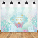 Little Mermaid Backdrop for Photographic Shoot Birthday Party Photo Background Poster for Girls Underwater World Shell