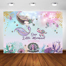 Fondo de decoración de cumpleaños de sirena bajo el mar para niña, cartel de fiesta de sirena, fondo para fotomatón, suministros para estudio fotográfico