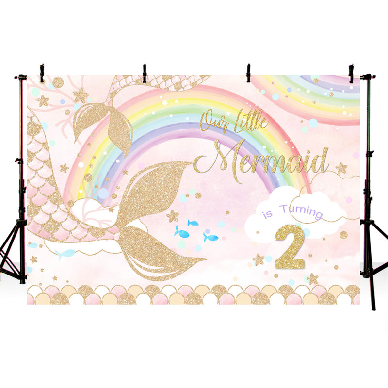 Mermaid backdrop for photography Rainbow Background for photo studio White Cloud Backdrops Newborn Birthday Theme Party Decor