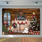 Joyeux Noël toile de fond pour enfants enfants Portrait photographie brique cheminée Photo fond bois mur ours jouet cheval de troie 
