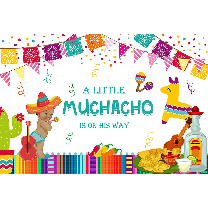 Mexican Baby Shower Backdrop Taco Bout Little Newborn Muchacho Boy Photo Background Fiesta Party Banner Supplies Photography