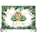 Toile de fond personnalisée pour photographie de fête prénatale, un petit roi, forêt, Jungle, Lion mignon, accessoires de décoration pour fête d'anniversaire pour bébé 