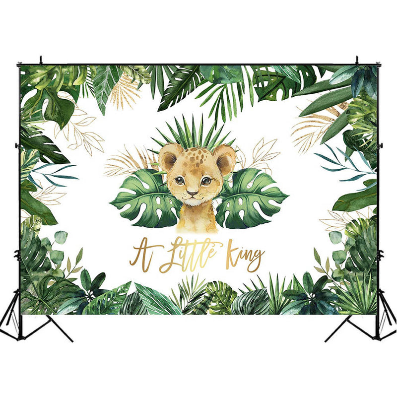 Customize A Little King Baby Shower Photography Backdrop Forest Jungle Cute Lion Background Baby Birthday Party Photo Decor Props