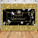 Fondo de fiesta de feliz cumpleaños, Fondo de fotografía de cumpleaños plateado dorado Flash, decoración de cumpleaños personalizada, Banner