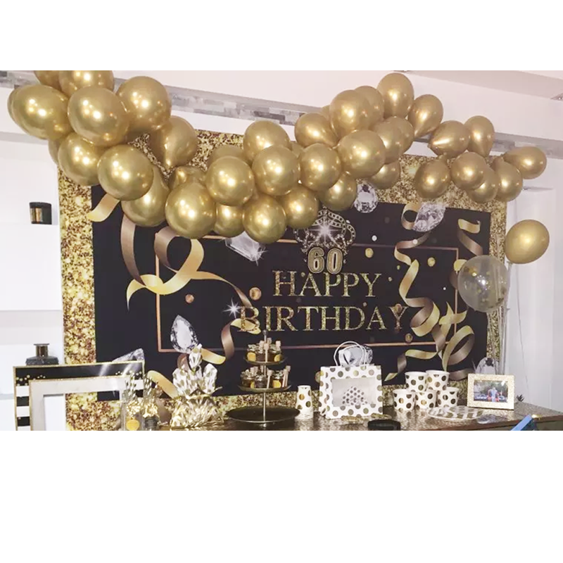 Fondo de fiesta de feliz cumpleaños, Fondo de fotografía de cumpleaños plateado dorado Flash, decoración de cumpleaños personalizada, Banner