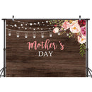 Mother's Day Backdrop for Photography Wood Floor Background for Photo Booth Studio Party Decoration Banner Celebration