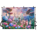 Mushroom photo shoot backdrop for photography newborn kids portrait background for happy birthday photo studio castle princess