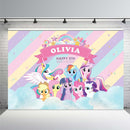 Customized My Little Pony Backdrop Birthday Party Rainbow Event Photo Backdrop Photography Baby 1st Birthday Banner