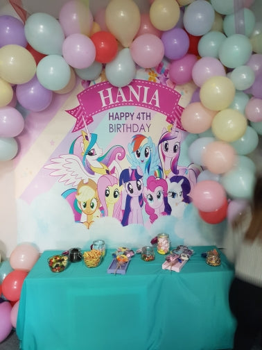 Customized My Little Pony Backdrop Birthday Party Rainbow Event Photo Backdrop Photography Baby 1st Birthday Banner