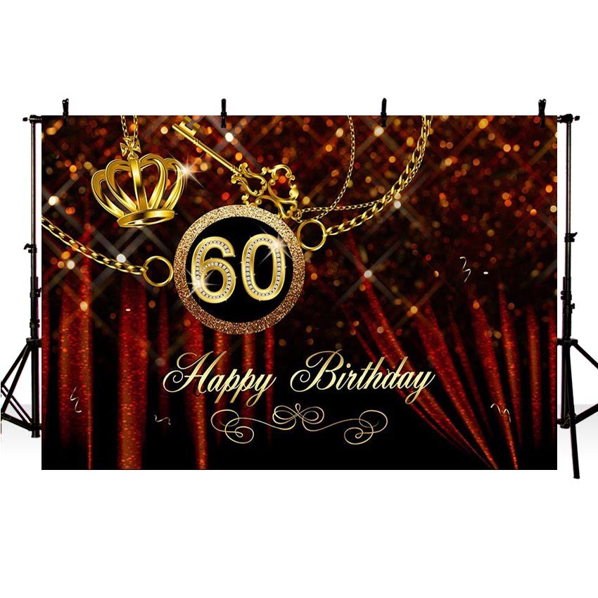 Custom Photography Background Adult Luxury Birthday Party Decor Flash Gold Crown Banner Red Backdrop Photo Studio